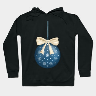 Blue Christmas ornament with golden ribbon Hoodie